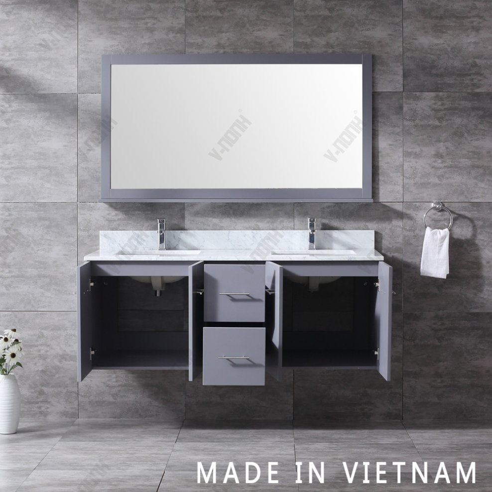 60inch Grey Wholesale Cupc Basin Wall-Mounted Vietnam Bathroom Vanity
