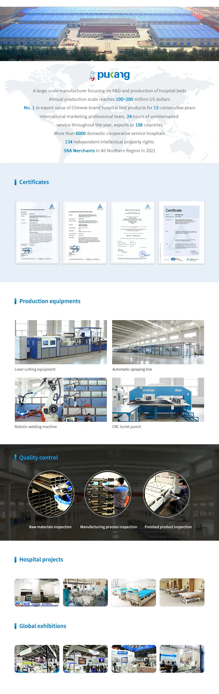 B-11 Hospital Bed for Bedridden Patients Manual Patient Bed 2 Cranks Hospital Bed