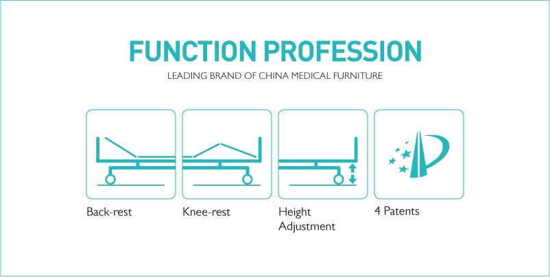 B3c Medical ABS Manual Patient Bed with Siderails