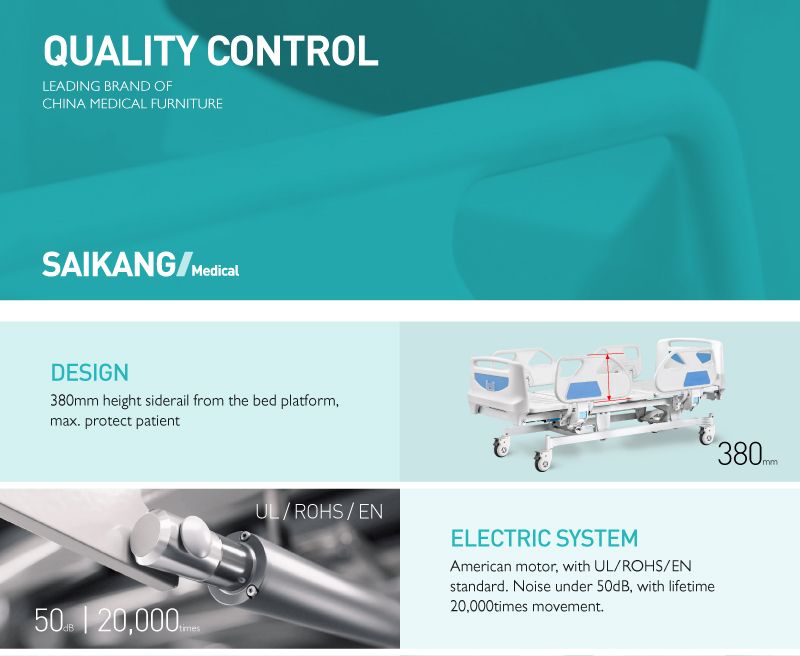 B6e 5 Function Adjust Electric Casters Portable Hospital Patient Bed