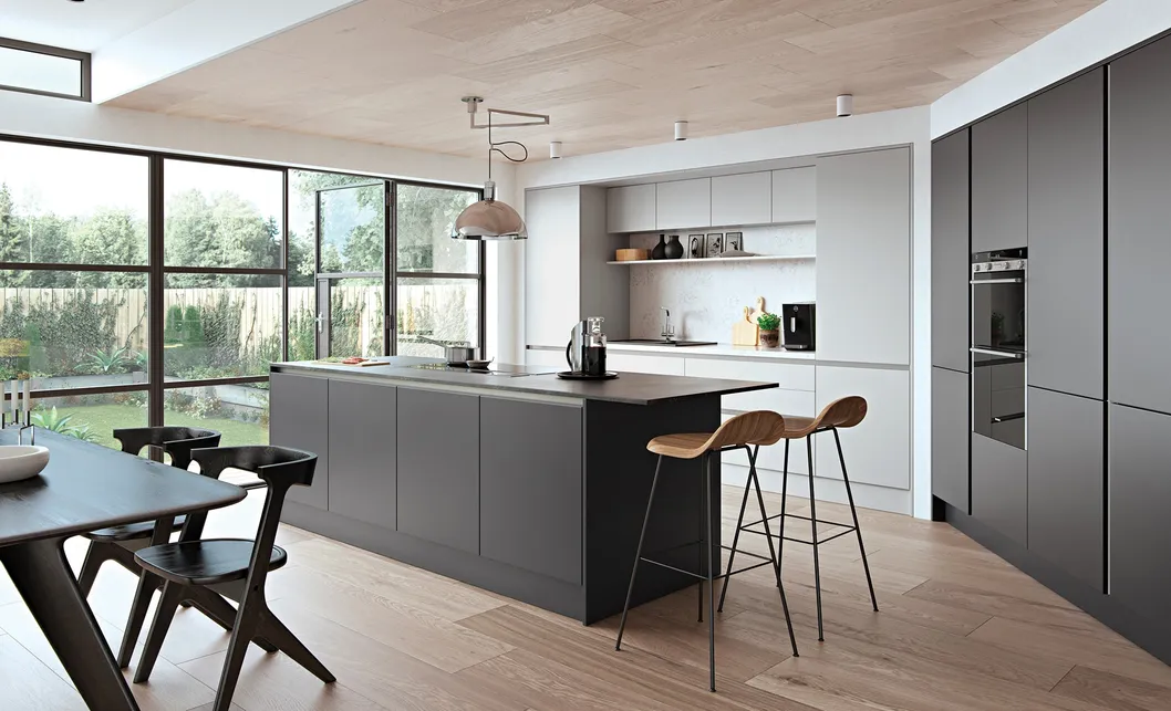 Best Sale Light Grey Handleless Kitchen Cabinet Set