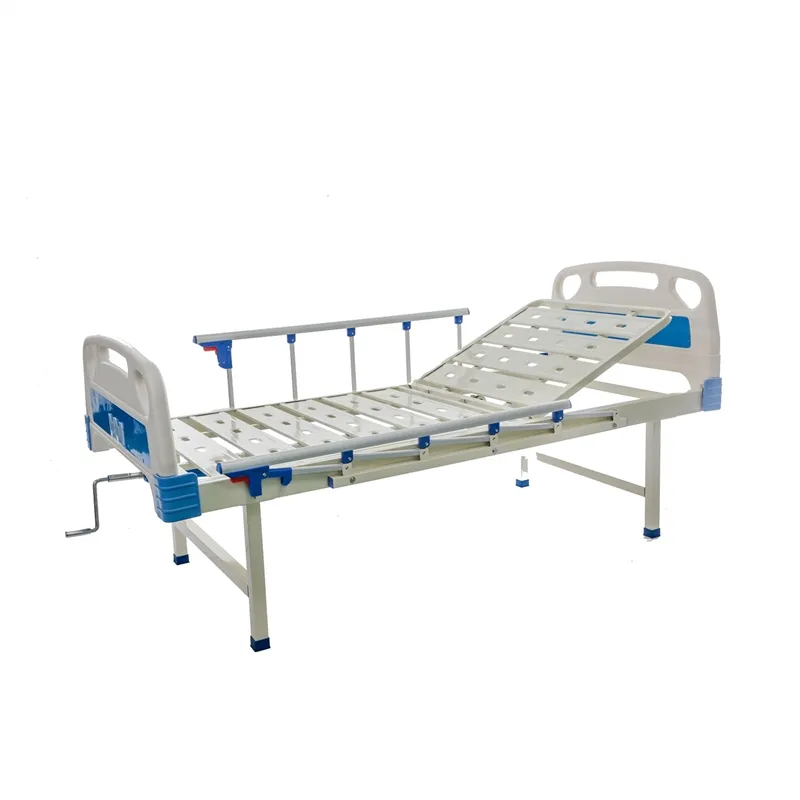 Cheap Price One Crank Folding Hospital Bed with Mattress and Castors Optional