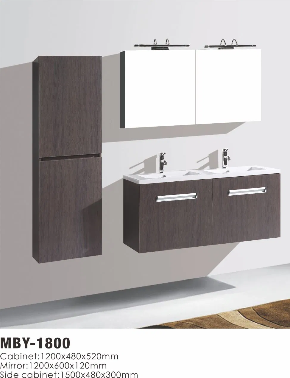 China Manufactor Hot Sale Bathroom MDF Bathroom Cabinet Double Bowl Bathroom Vanities Wash Basin