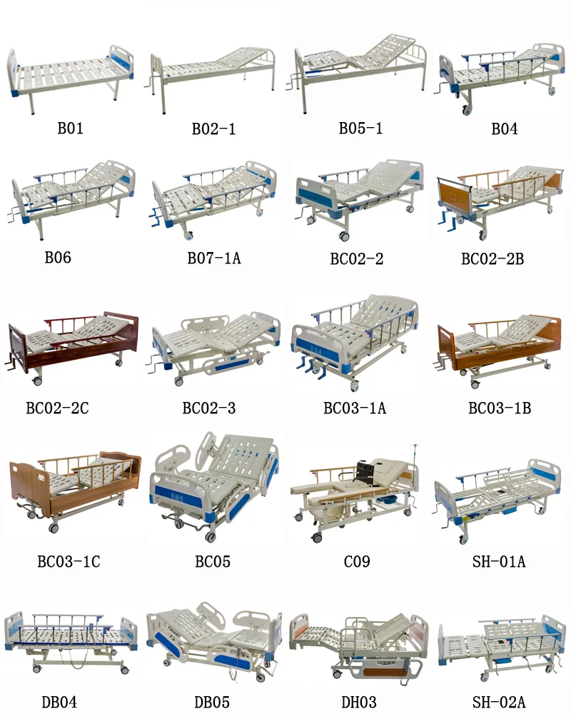 China Suppliers 2 Function Manual ABS Head Hospital Bed with Side Rail