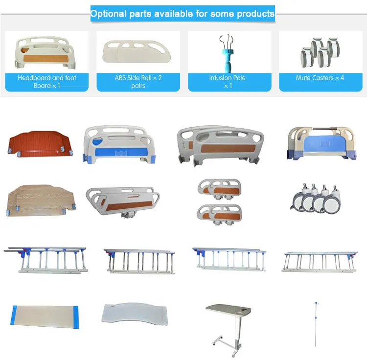 China Suppliers 2 Function Manual ABS Head Hospital Bed with Side Rail