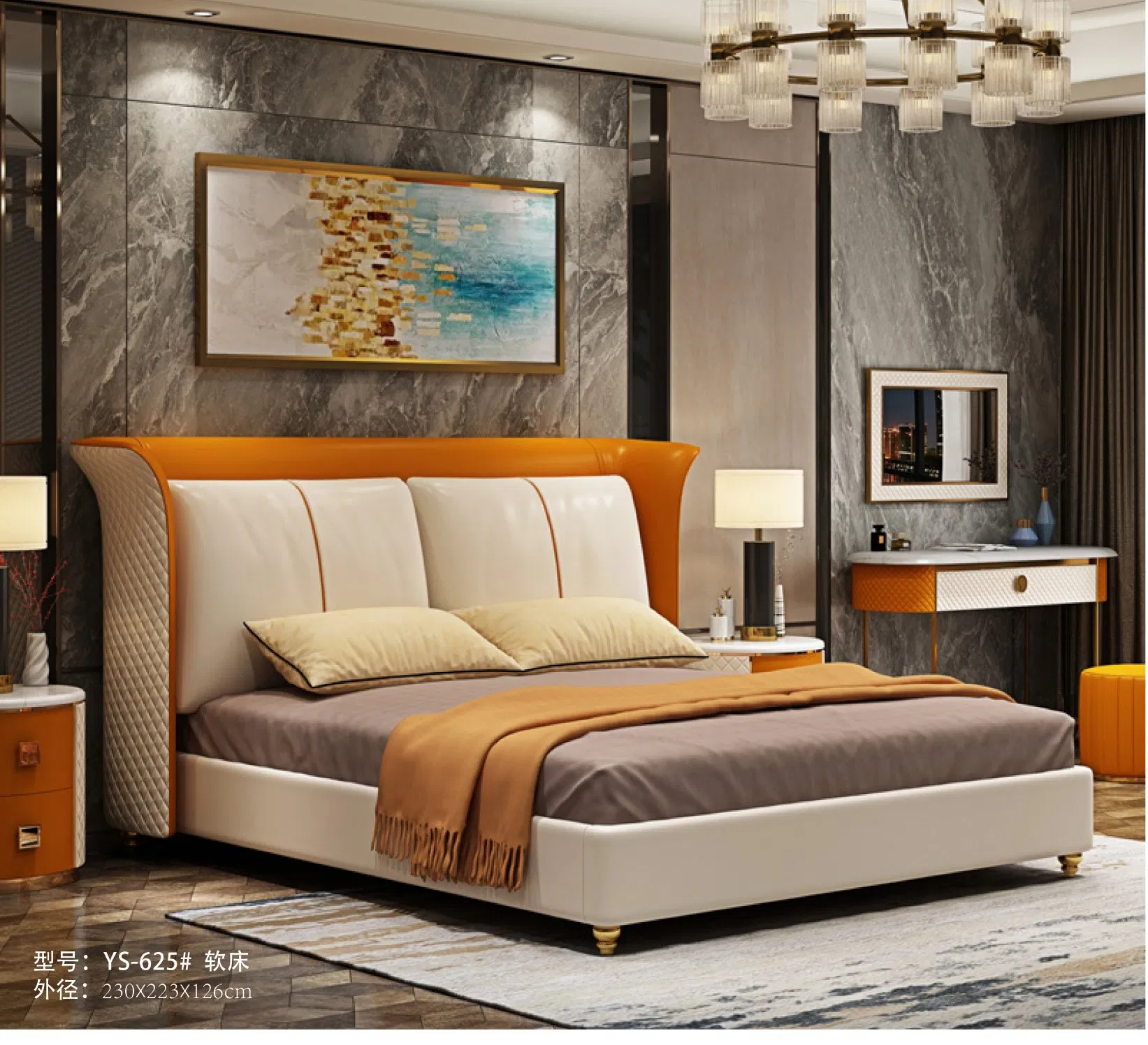 Chinese Factory Nordic Simple Master Double Bed Young Girl Luxury Fabric Home Bedroom Bed
