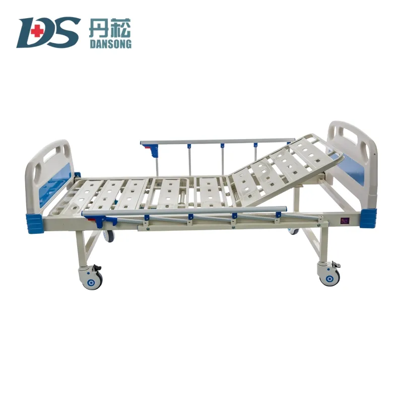 Chinese Suppliers Medical Folding Adjustable Manual 2 Cranks Hospital Bed with ABS Head