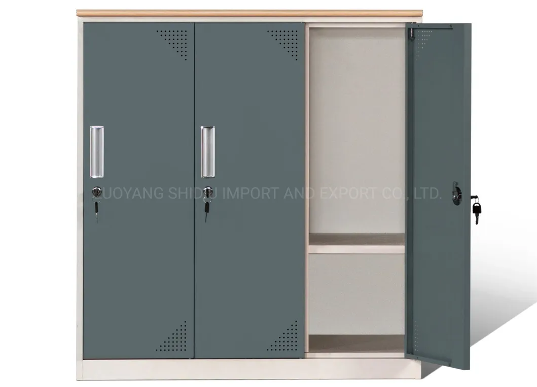Counter Height 3 Compartments Steel Locker Cabinet for Office Supplies