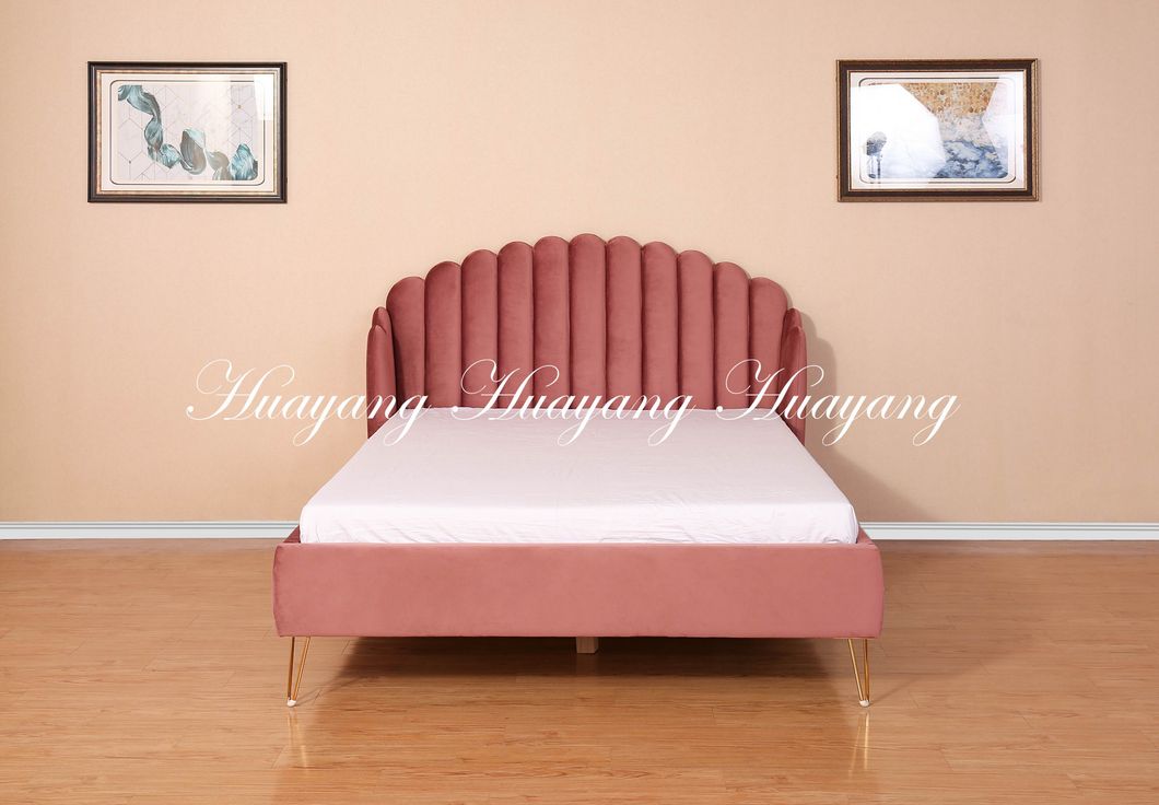 Curved Rose Pink Bed Leather Bed Sofa Bed