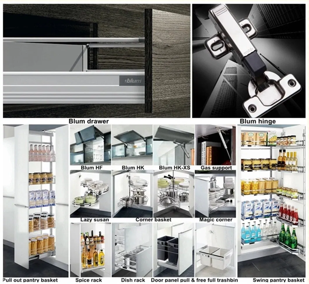 Customized New Classical Wholesale Simple High Gloss Black Lacquer Modular Kitchen Cabinet