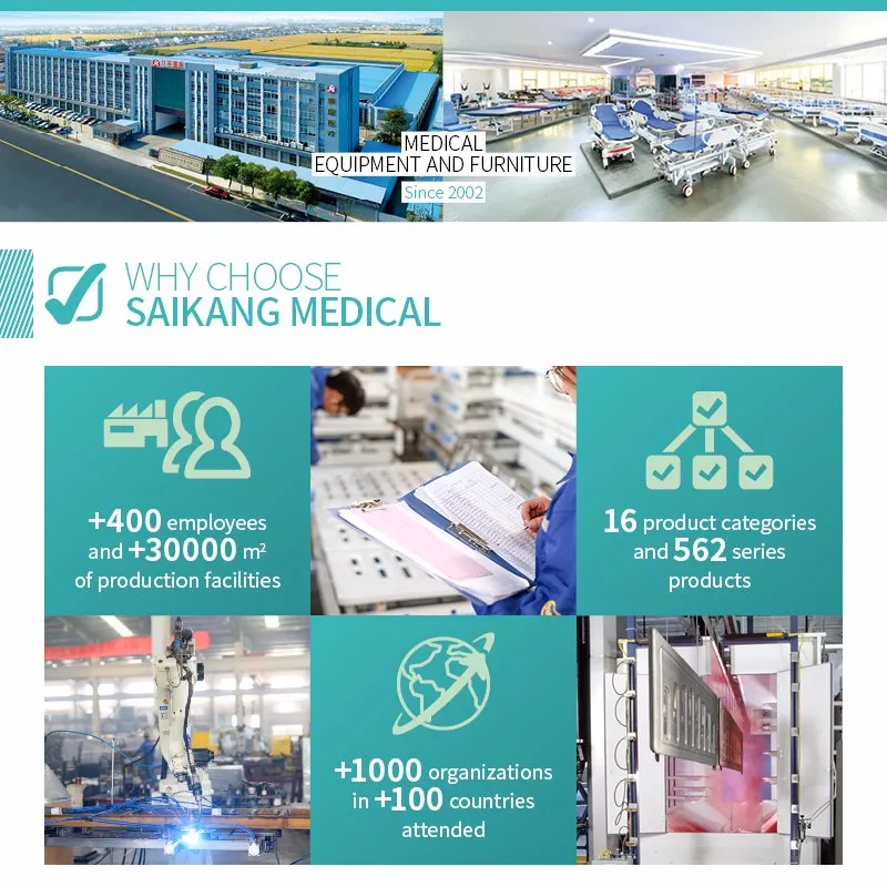 D3d Saikang Professional 3 Crank Multifunction Adjustable Hospital Bed Used Patient Medical Manual ICU Bed Price
