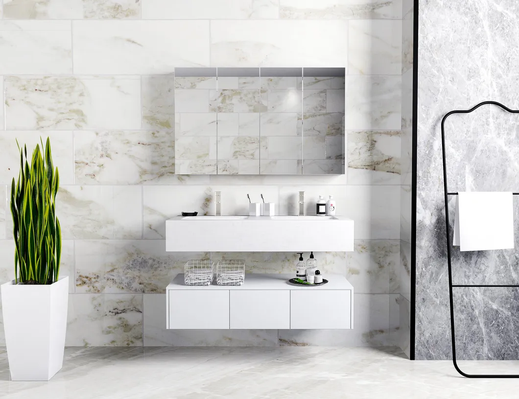 Dressing Table Wall Mirror European Style Double Sink Bathroom Cabinet