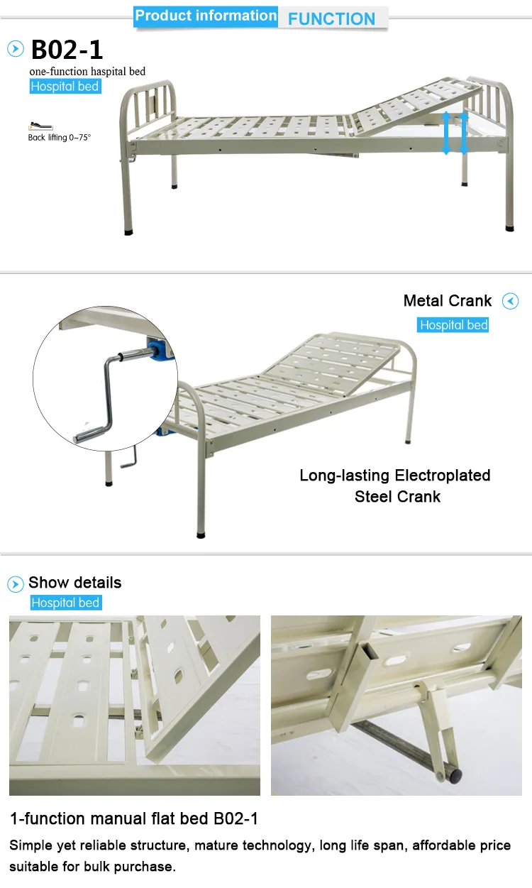 Factory Supply 1 Function Adjustable Bed for Hospital