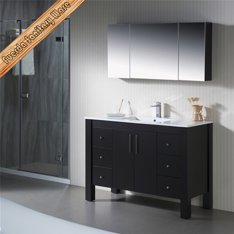 Fed- 1158 Free Standing Espresso White Quartz Rectangle Sink Solid Wood Bathroom Vanities
