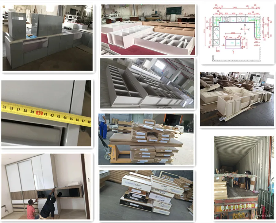 Foshan Lecong Wood and Black Color Kitchen Cabinet