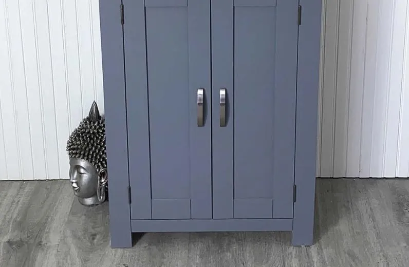 Grey Paint Dressing Oak Floor Type Bathroom Cabinet with Ceramic Sink on The Table