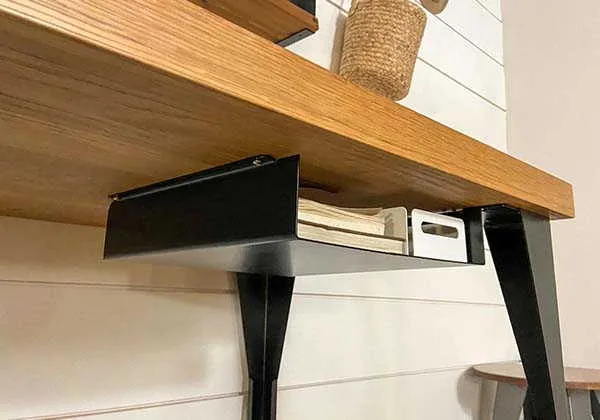Handmade Under Desk Storage Shelf for Tablets, Smartphones and Books