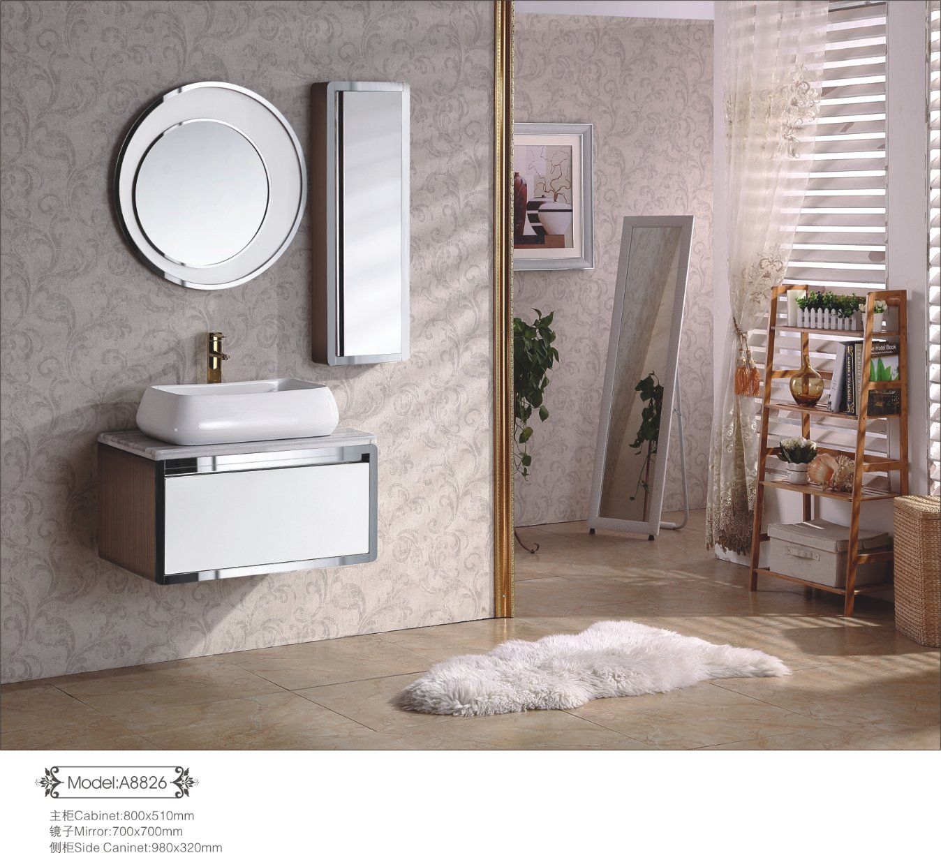 High Quality Stainless Steel Modern Cabinet Bathroom Washstand