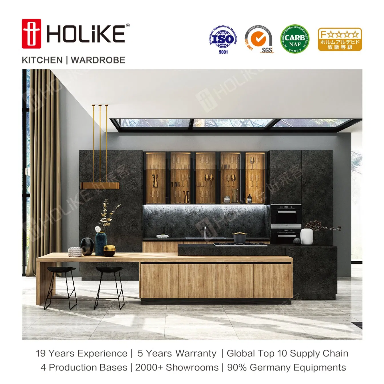 Holike Composite Wood EU Style Customized Kitchen Cabinet with Naf