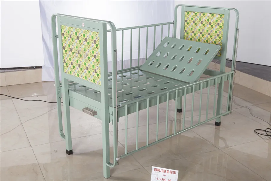 Hospital Equipment Medical Furniture Jet Molding Steel Single Shake Child Bed Pediatric Hospital Baby/Infant Bed