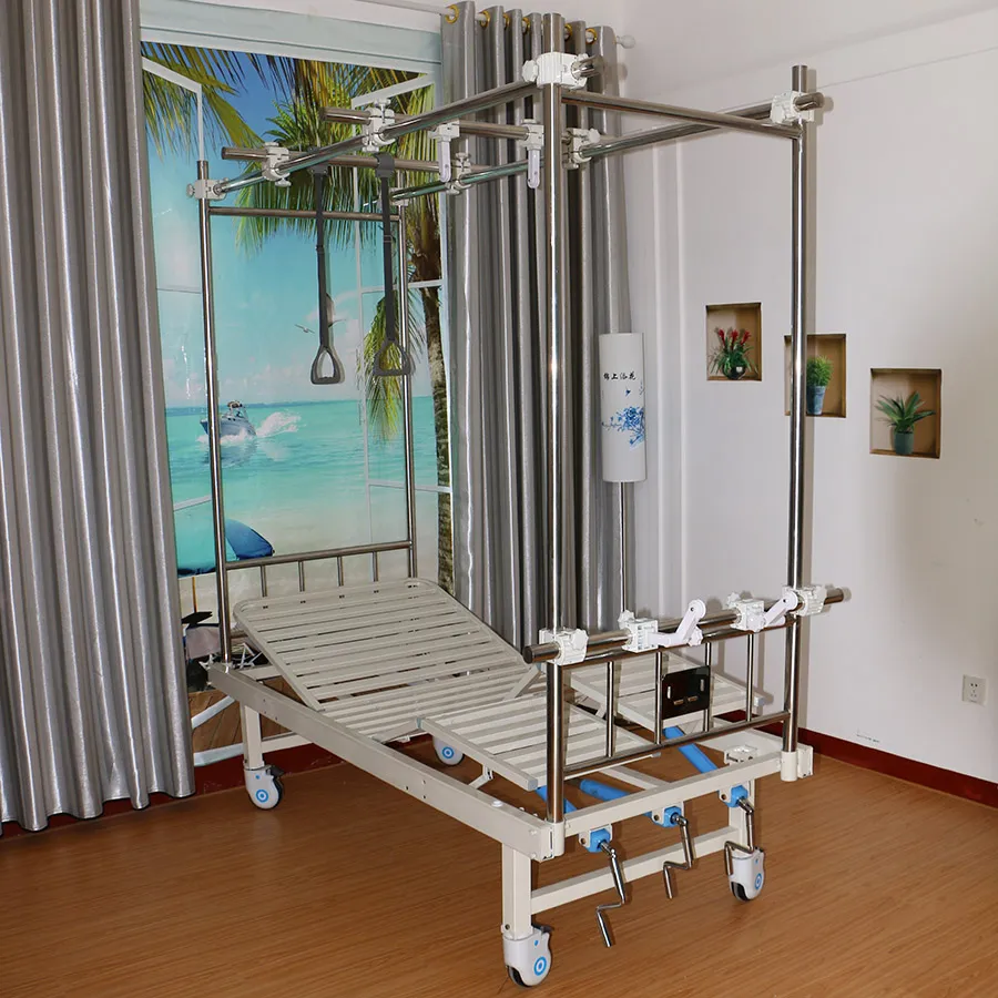 Hospital Equipment Stainless Steel Three-Function Hanging Leg Orthopedic Bed with Casters
