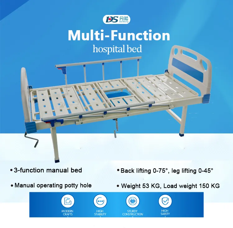 Hospital Furniture Used 2 Functions Manual Medical Bed Hospital Bed