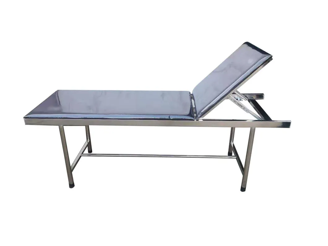 Hospital Stainless Steel Check up Bed Medical Adjustable Back Steel Examination Bed