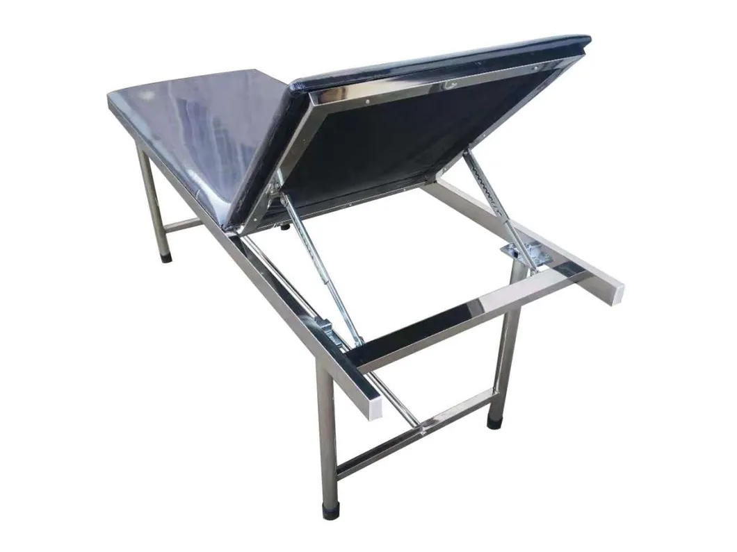 Hospital Stainless Steel Check up Bed Medical Adjustable Back Steel Examination Bed