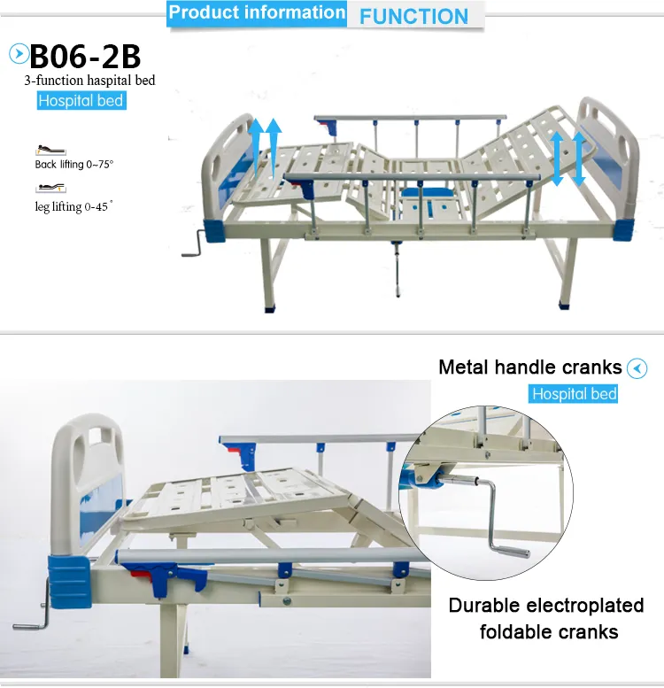 Hot Selling 3 Functions Tilting Mobile Manual CE Hospital Bed with Toilet