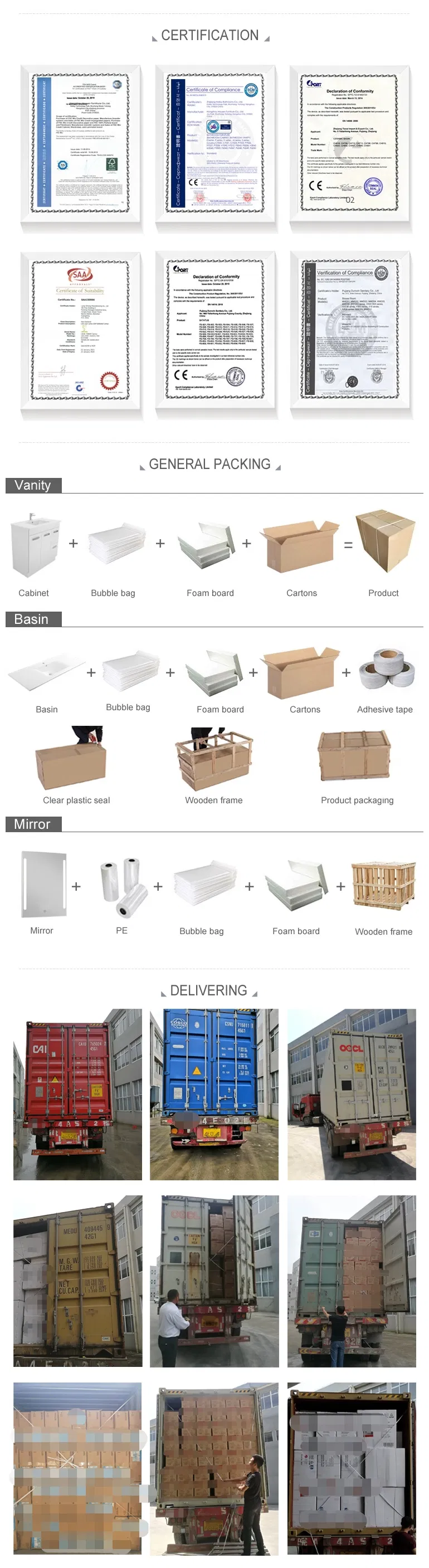 Hotel Fully Assembled Bathroom Cabinet Dressing Table Bathroom Vanity Wall Mirror Cabinet
