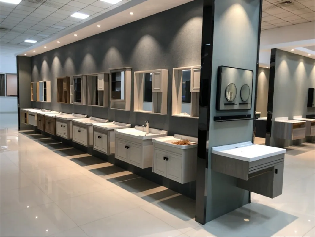 Large Size PVC Bathroom Vanity Unit Ceramic Washbasin Washroom Furniture Bathroom Cabinet