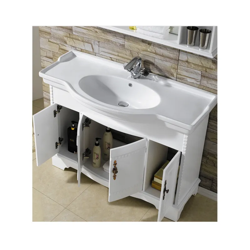 Large Size PVC Bathroom Vanity Unit Ceramic Washbasin Washroom Furniture Bathroom Cabinet