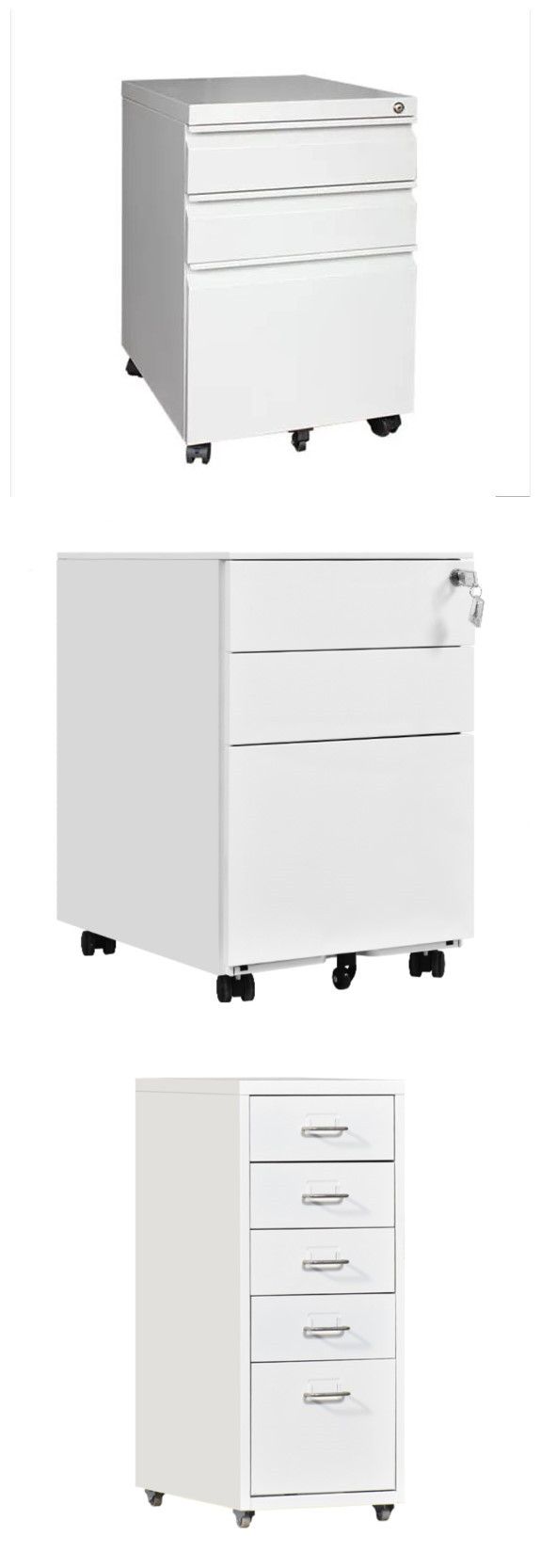 Luoyang a. O. D White Color Three Sections Lockable 3 Drawer Movable Office Steel Drawing Filing Cabinet