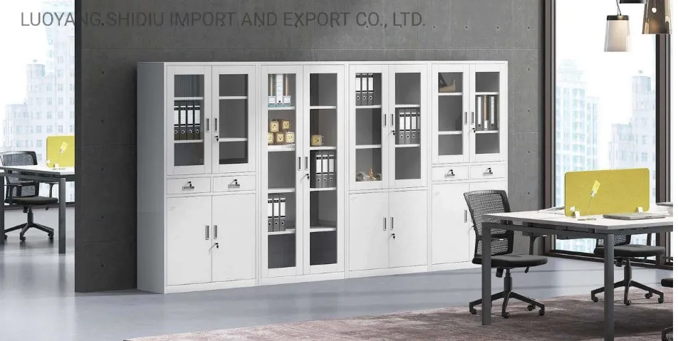 Metal Office File Cabinet Tall 2 Door Shelved Office Cupboard
