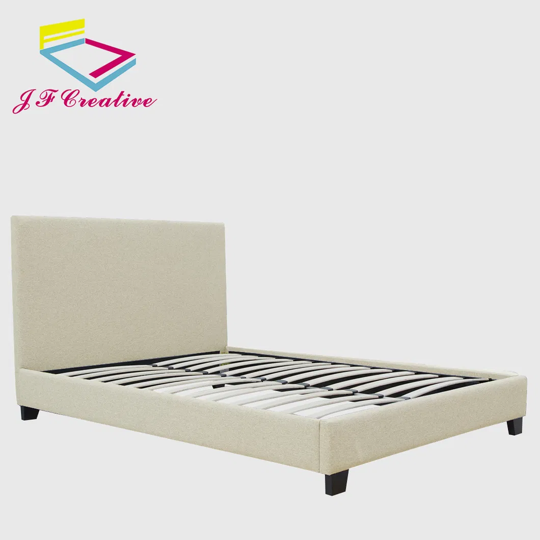Modern European Bedroom Furniture Luxury Double Bed with Headboard Linen Fabric Tufted Bed