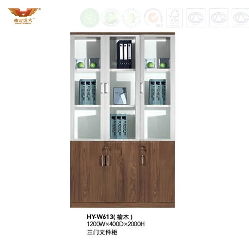 Modern Melamine Credenza Filing Cabinet with Glass Doors (HY-W613)