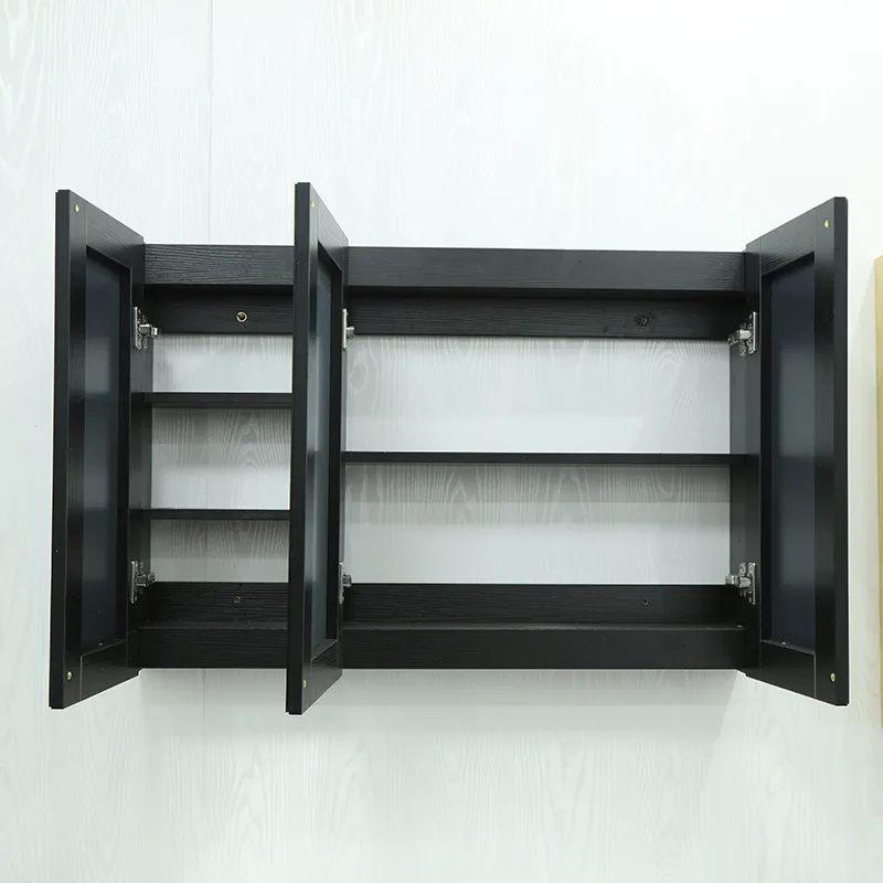 Plywood Floor Mounted Type Bathroom Cabinet with Ceramic Basin and Mirror Cabinet