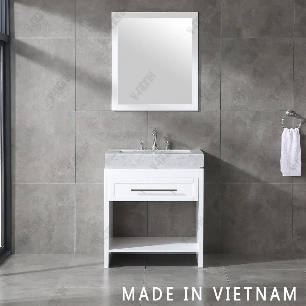 Small Size Single Sink Soft Closing Floor Mounted Bathroom Cabinet Vanity Set