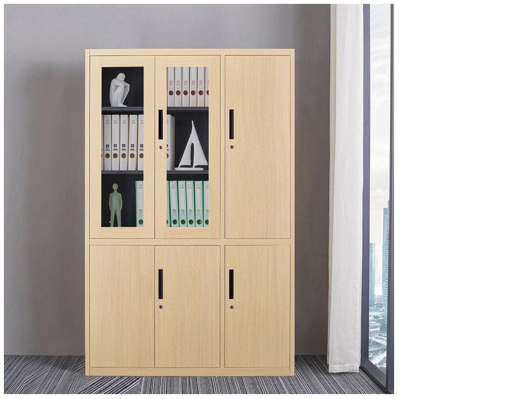 Transfer Printing Wood Grain Steel Multi Doors Study Room Cabinet