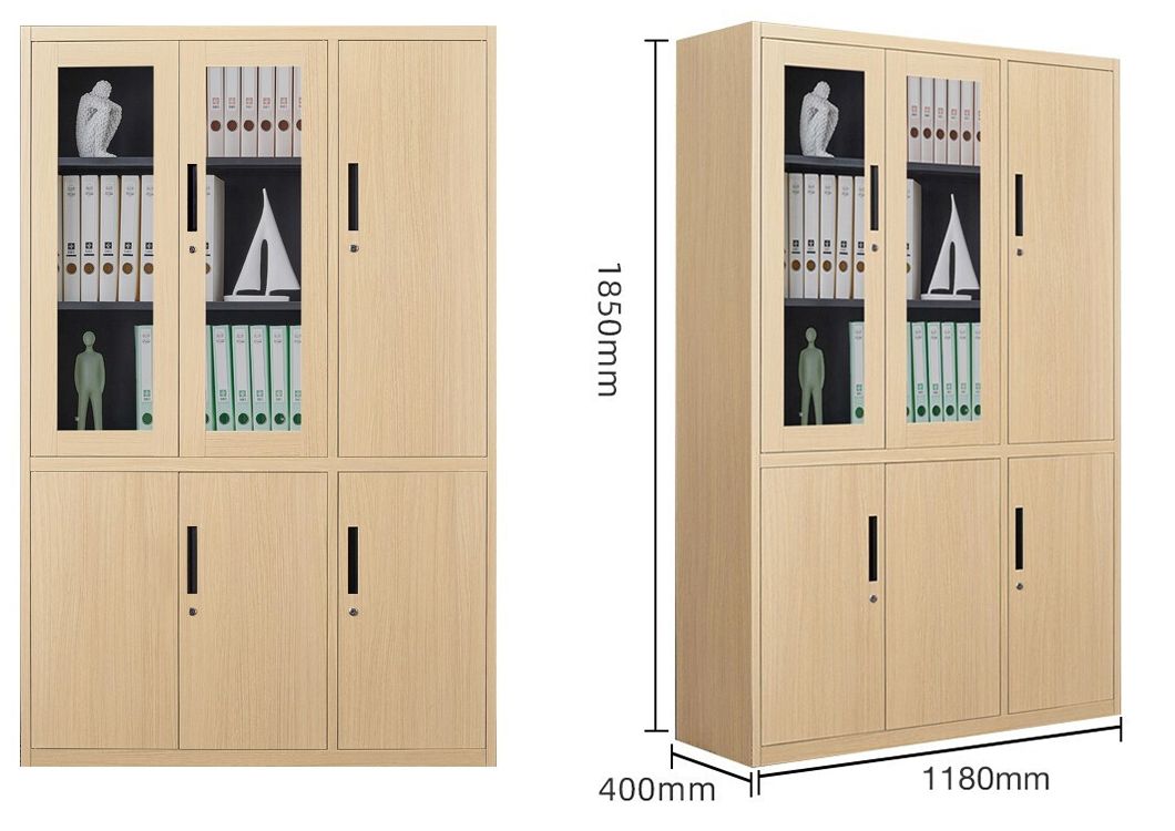 Transfer Printing Wood Grain Steel Multi Doors Study Room Cabinet