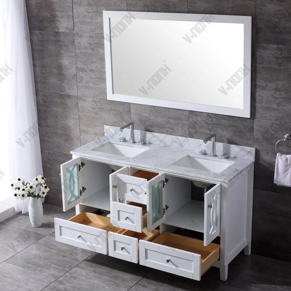 USA Style 60inch Solid Wood Bathroom Vanity, Cabinet