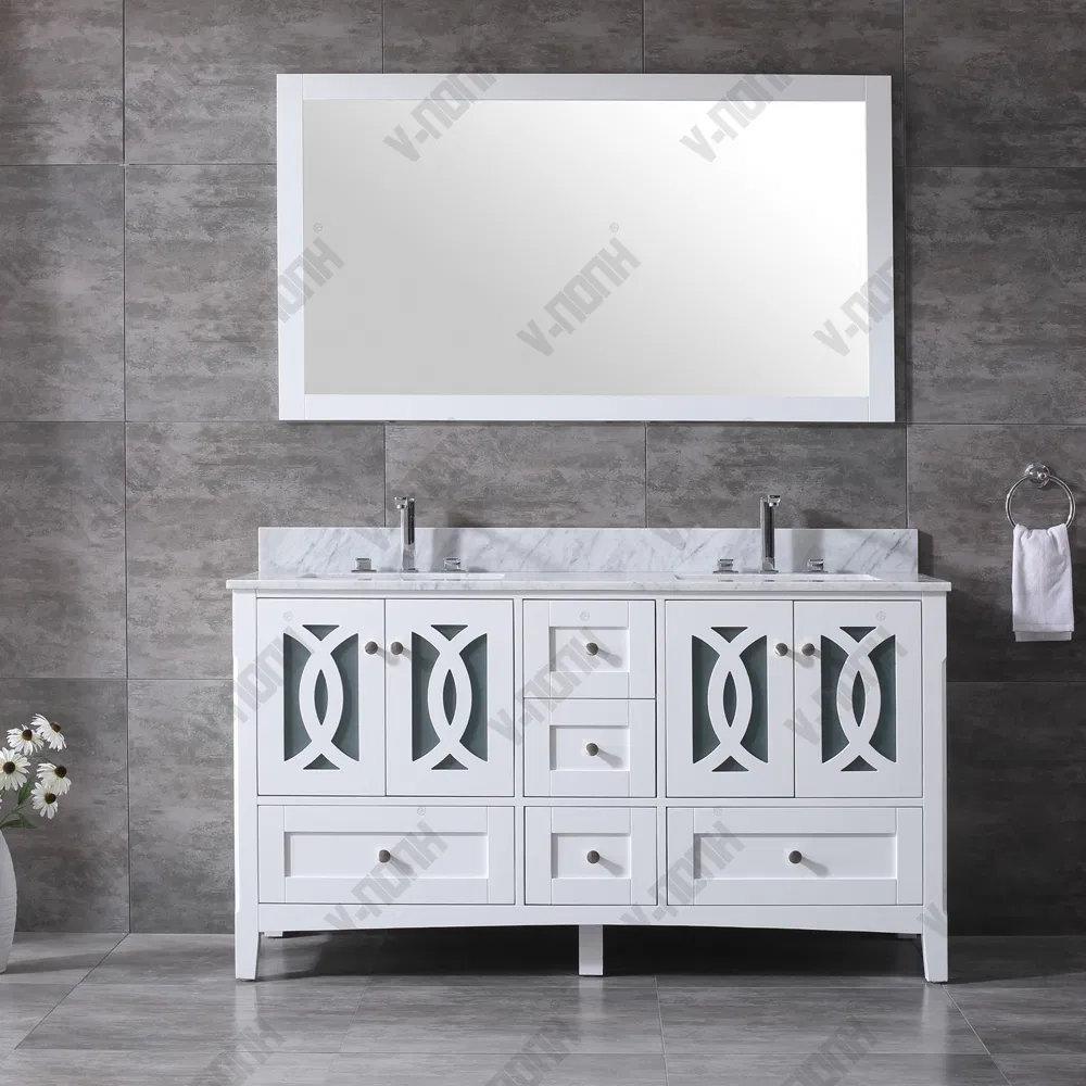 USA Style 60inch Solid Wood Bathroom Vanity, Cabinet