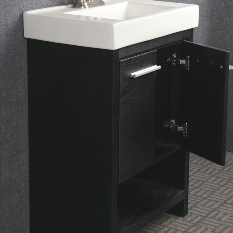 Vama 24"W X 14"D Modern Black Bathroom Vanity and White Ceramic Vanity Top with Integrated Bowl