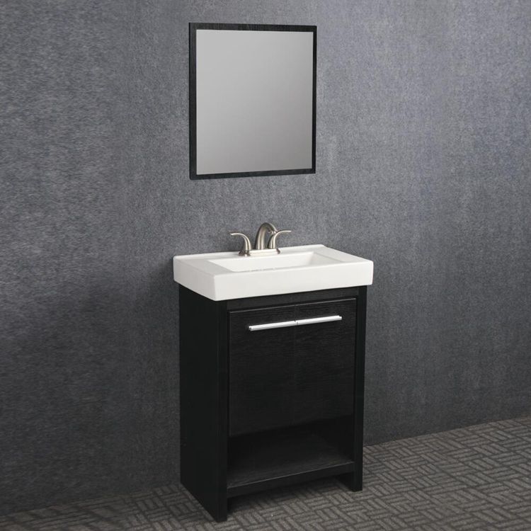 Vama 24"W X 14"D Modern Black Bathroom Vanity and White Ceramic Vanity Top with Integrated Bowl