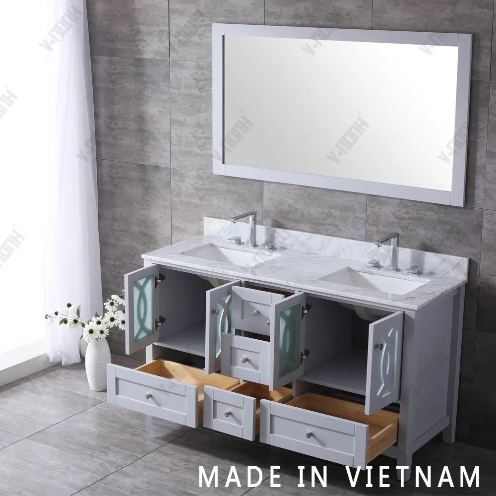 Vietnam Floor Mounted Grey 60inch High Quality Modern Bathroom Vanity