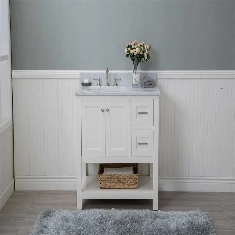 White Bathroom Cabinet, Lacquer Vanity, High Gloss Floor Standing Vanity