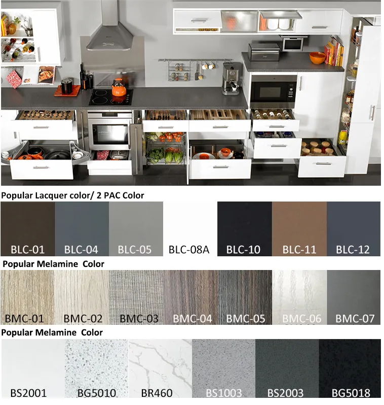 White Furniture Modern Plywood Cupboard PVC Kitchen Cabinets