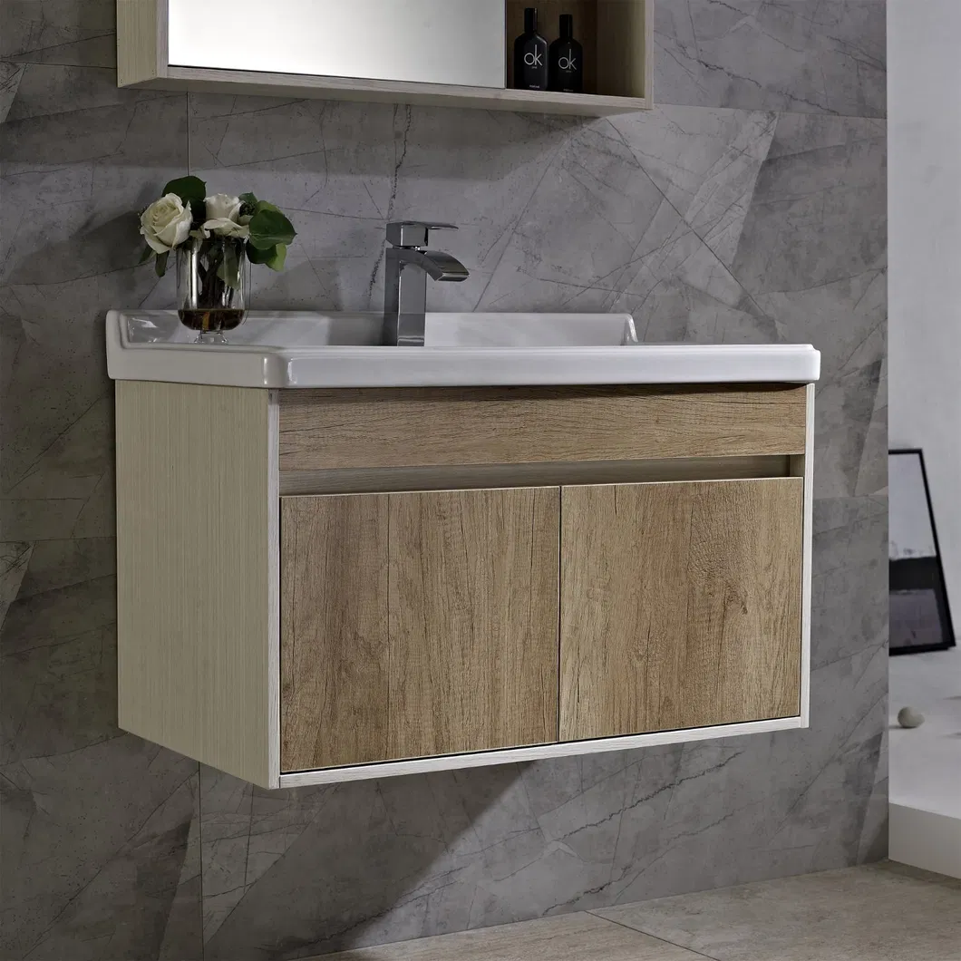 White Waterproof Dressing Table PVC Cabinet Door Bathroom Cabinet with Intelligent LED Controllable Mirror