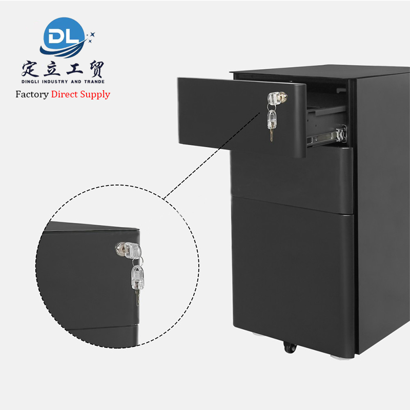 Widely Customer Acceptable File Cabinet with Lockable Rubber Wheel