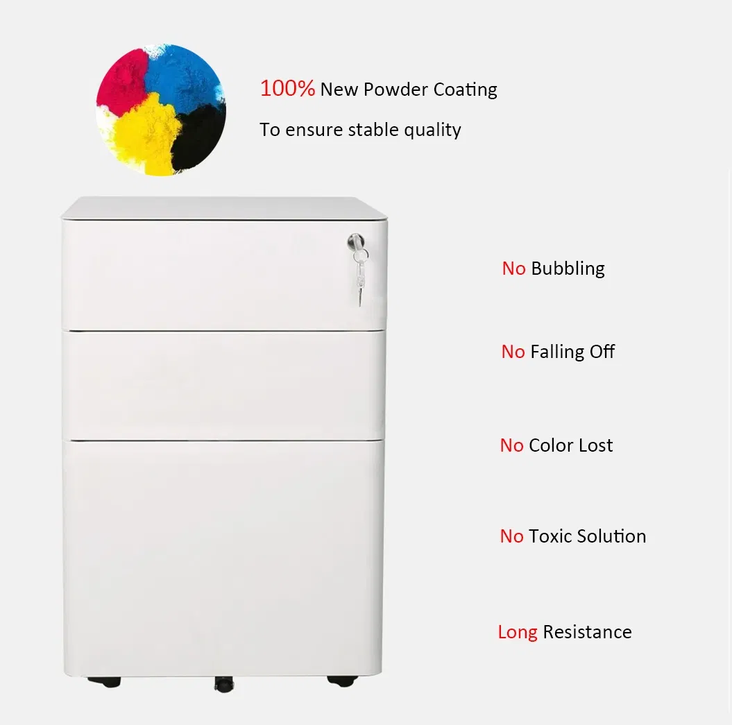 Widely Customer Acceptable File Cabinet with Lockable Rubber Wheel